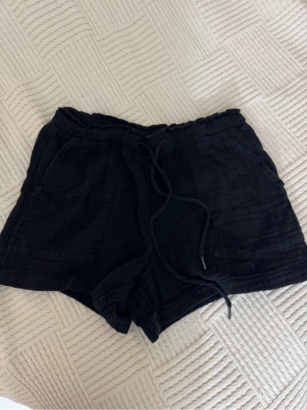 GAP Black Drawstring Casual Linen-Blend Shorts